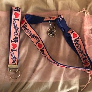 Dodgers Dog Collar Pink